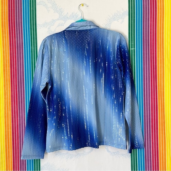 FUNKY Y2k blue groovy lizard psychedelic zip front jacket small - Picture 3 of 4